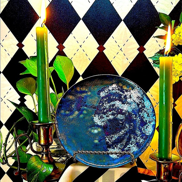 Copper Enamel Art Plate | Vibrant Hand-Fired Colors • One-of-a-Kind - Picture 5 of 17